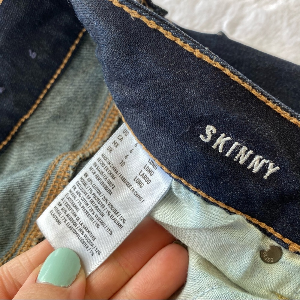 AEO Dark Wash Long Super Stretch Skinny Jeans - Picture 2 of 8